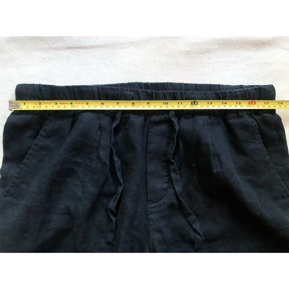 Zara Women's 100% Linen Trousers in Black With 4 Pockets Sz L